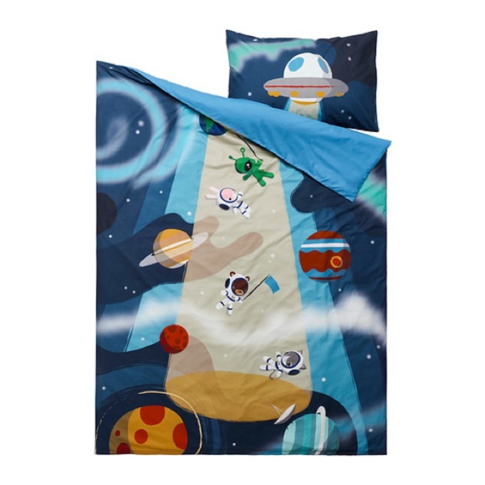 IKEA AFTONSPARV Kids Duvet cover and pillowcase space/blue, Twin BRAND NEW